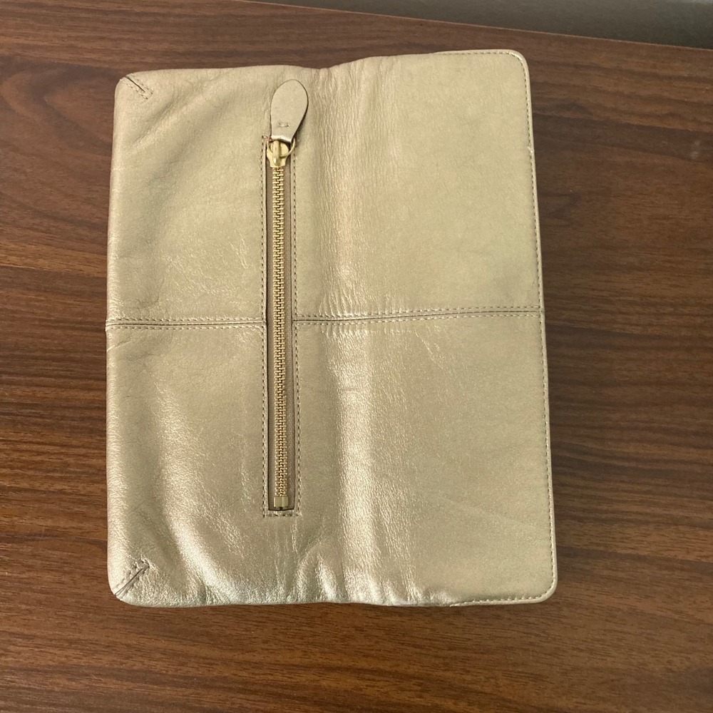 Coach Madeline Gold Metallic Leather Fold-Over Turnlock Clutch 13680 - Picture 5 of 12